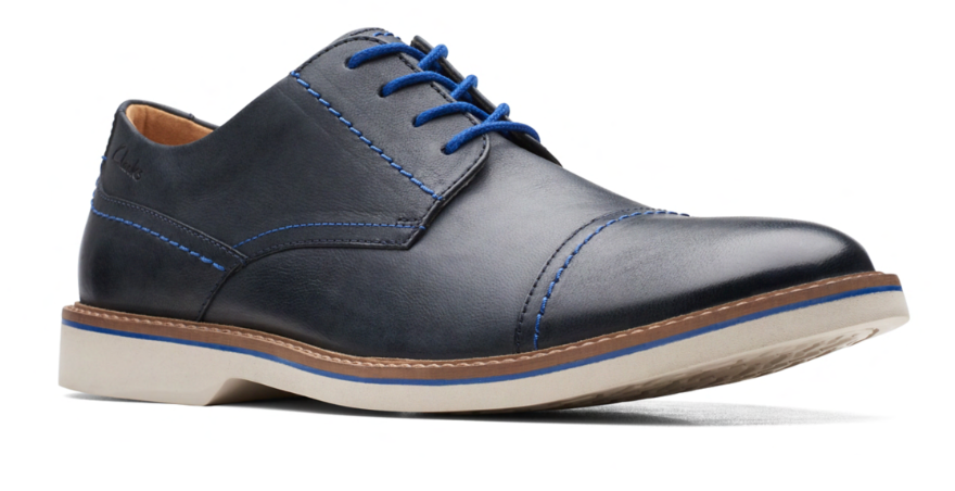 Clarks Mens Atticus Navy Leather – Takkens.Shoes