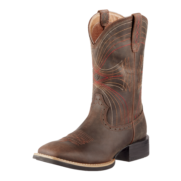 ARIAT MNS SPORT WIDE SQUARE TOE WESTERN WORK BOOT BROWN