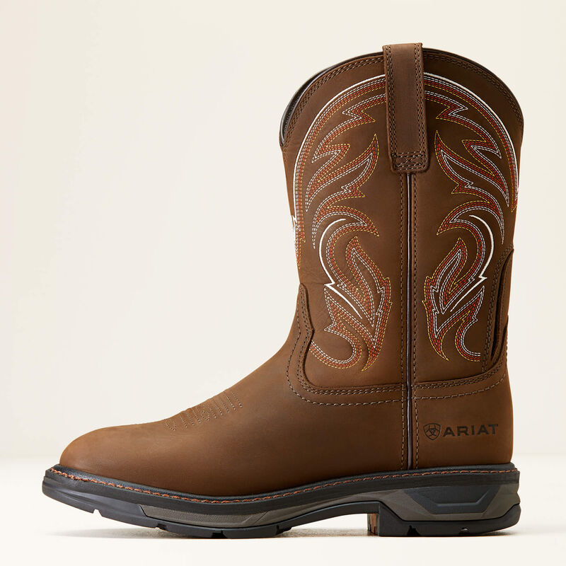 Ariat Mens Workhog XT Soft Toe Pull On Work Boot Distressed Brown
