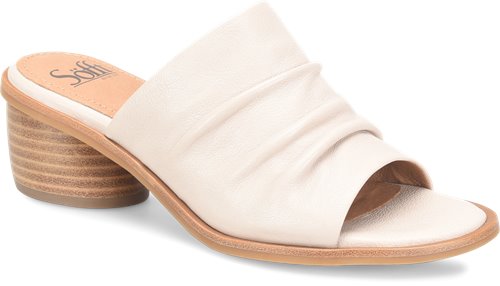Sofft Wmns Chrissie Slip On Leather Sandal With Heel Tapioca Grey