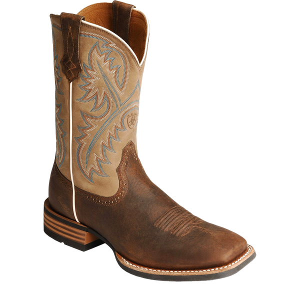 ARIAT MNS QUICKDRAW WESTERN BOOT BARK/BEIGE