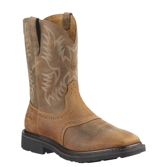 ARIAT MNS SIERRA WIDE PULL ON SOFT TOE SQUARE TOE WORK BOOT