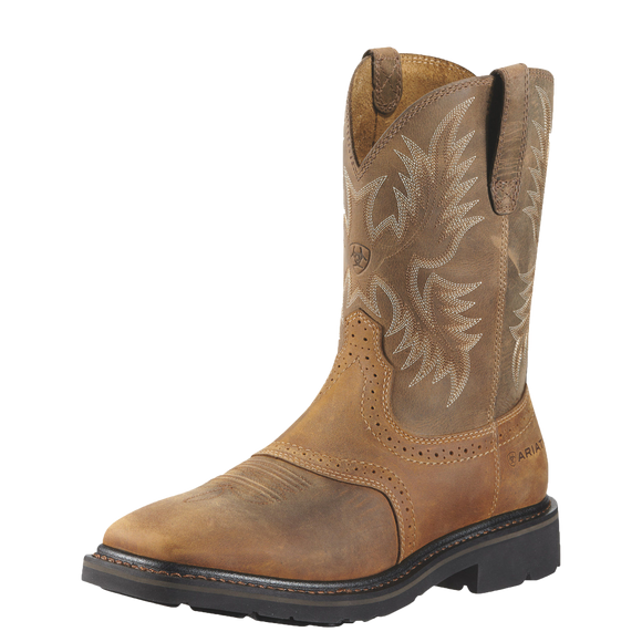 ARIAT MNS SIERRA WIDE PULL ON SOFT TOE SQUARE TOE WORK BOOT