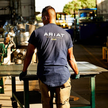Load image into Gallery viewer, Ariat Mens Rebar Logo Short Sleeve T-Shirt Navy
