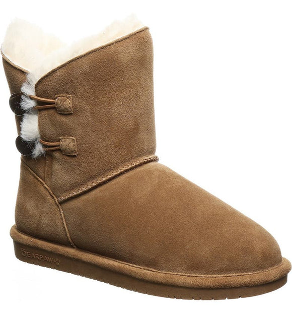 BEARPAW ROSALINE HICKORY BUTTON SHORT BOOT HICKORY