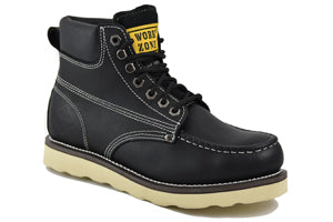 Work Zone N633BLK Mens 6" Crepe Sole Wedge Work Boot