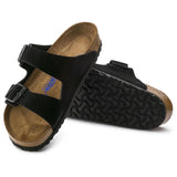 BIRKENSTOCK ARIZONA SOFT FOOTBED SANDAL BLACK SUEDE LEATHER