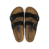 BIRKENSTOCK ARIZONA SOFT FOOTBED SANDAL BLACK SUEDE LEATHER