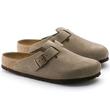 BIRKENSTOCK BOSTON SOFT FOOTBED UNISEX CLOG TAUPE SUEDE LEATHER