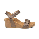 Aetrex Wmns Lexa  Quarter Strap Wedge Sandal Bronze