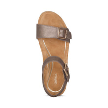Load image into Gallery viewer, Aetrex Wmns Lexa  Quarter Strap Wedge Sandal Bronze
