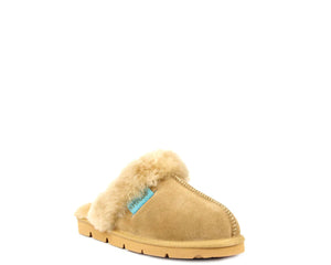 SUPERLAMB WOMENS ONAGER SHEEPSKIN SCUFF TAN