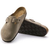 BIRKENSTOCK BOSTON SOFT FOOTBED UNISEX CLOG TAUPE SUEDE LEATHER