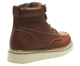 WOLVERINE MNS 6 INCH WEDGE MOC TOE CREPE SOLE SOFT TOE WORK  BOOT BROWN