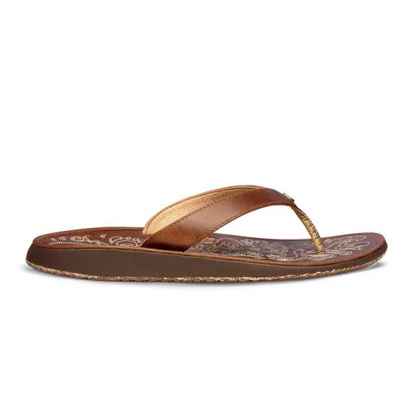 Olukai Paniolo Womenˆ«¢s Natural Emmossed Leather Beach Sandal
